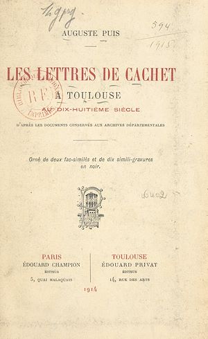 Download the eBook: Les lettres de cachet à Toulouse au XVIIIe siècle