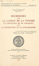 Télécharger le livre :  Recherches sur la langue de la vénerie et l'influence de Du Fouilloux dans la littérature et la lexicographie