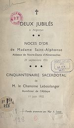 Télécharger le livre :  Deux jubilés à Argentan