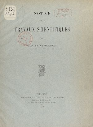 Download the eBook: Notice sur les travaux scientifiques de M. D. Saint-Blancat