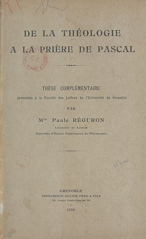 Téléchargez le livre :  De la théologie à la prière de Pascal