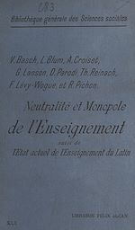 Télécharger le livre :  Neutralité et monopole de l'enseignement