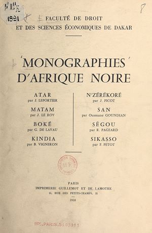 Téléchargez le livre :  Monographies d'Afrique noire