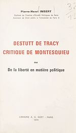 Télécharger le livre :  Destutt de Tracy, critique de Montesquieu