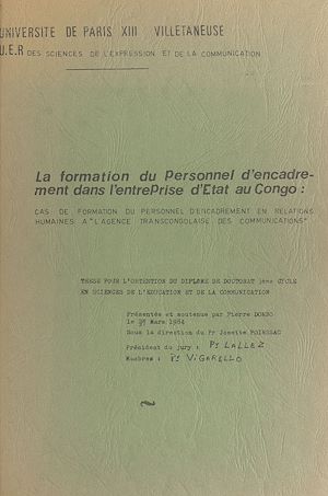 Téléchargez le livre :  La formation du personnel d'encadrement dans l'entreprise d'État au Congo