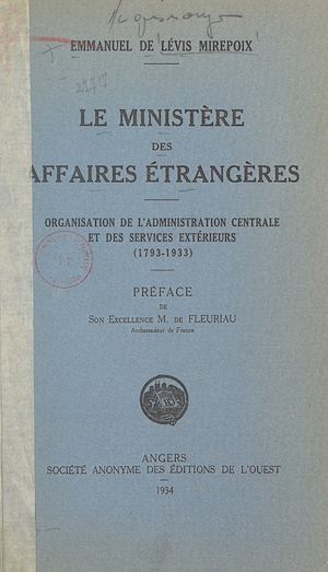 Téléchargez le livre :  Le Ministère des Affaires étrangères