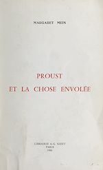 Télécharger le livre :  Proust et la chose envolée