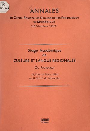Téléchargez le livre :  Stage académique de culture et langue régionales : Oc-provençal
