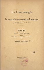 Télécharger le livre :  La Corse insurgée et la seconde intervention française au XVIIIe siècle (1743-1753)