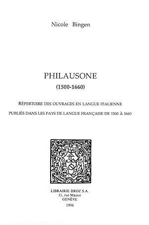 Téléchargez le livre :  Philausone (1500-1660)