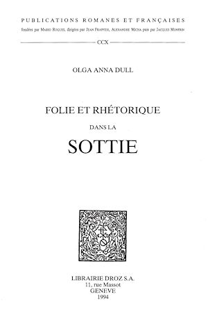 Téléchargez le livre :  Folie et rhétorique dans la Sottie