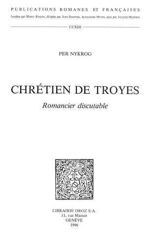 Téléchargez le livre :  Chrétien de Troyes : romancier discutable