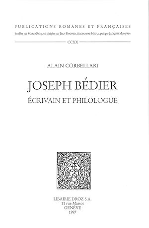 Téléchargez le livre :  Joseph Bédier, écrivain et philologue