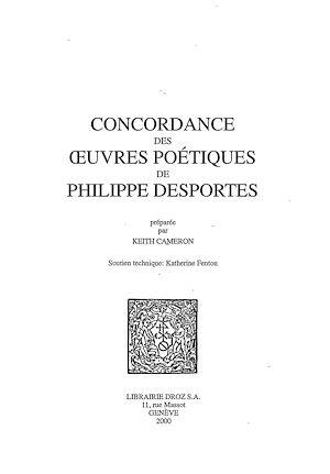 Téléchargez le livre :  Concordance des oeuvres poétiques de Philippe Desportes. CD-ROM (uniquement pour PC et compatibles IBM)