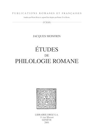 Téléchargez le livre :  Etudes de Philologie Romane