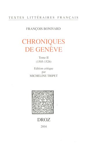Téléchargez le livre :  Chroniques de Genève. Tome II, 1505-1526