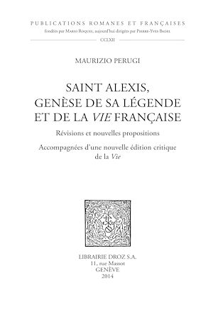 Téléchargez le livre :  Saint Alexis, Genèse de sa légende et de la Vie française