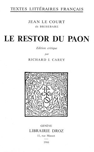 Téléchargez le livre :  Le Restor du Paon