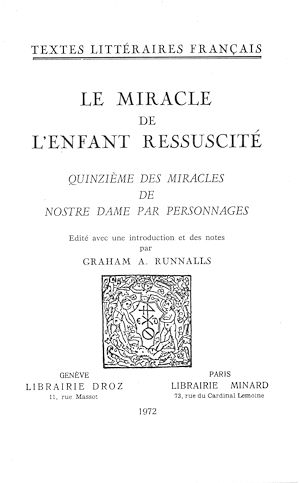 Téléchargez le livre :  Le Miracle de l'Enfant ressuscité