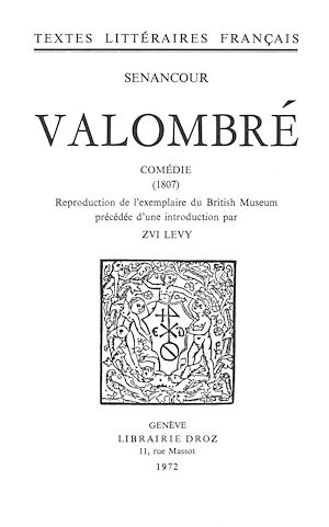 Téléchargez le livre :  Valombré : comédie
