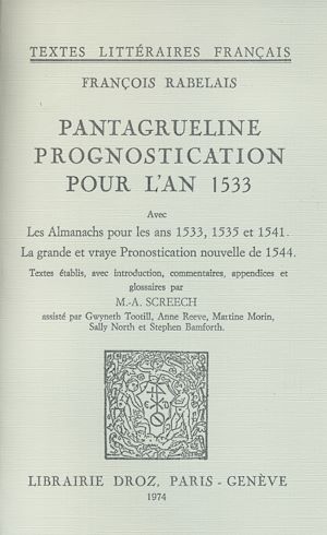Téléchargez le livre :  Pantagrueline Prognostication pour l'an 1533