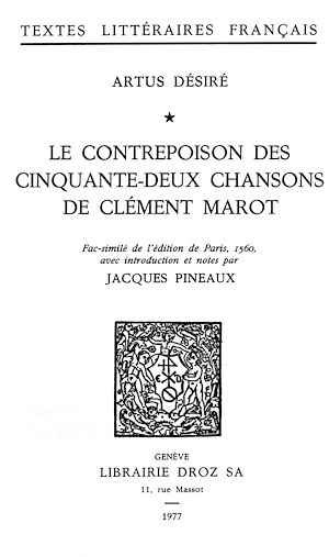 Téléchargez le livre :  Le contrepoison des cinquante-deux chansons de Clément Marot