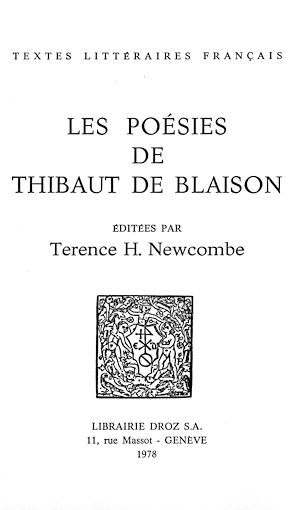 Téléchargez le livre :  Les Poésies de Thibaut de Blaison