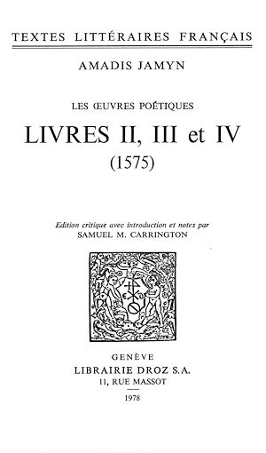 Téléchargez le livre :  Les Œuvres poétiques