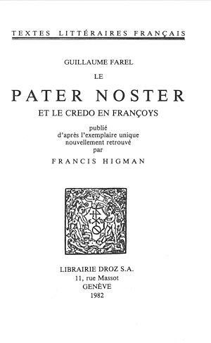 Téléchargez le livre :  Le Pater Noster et le credo en françoys