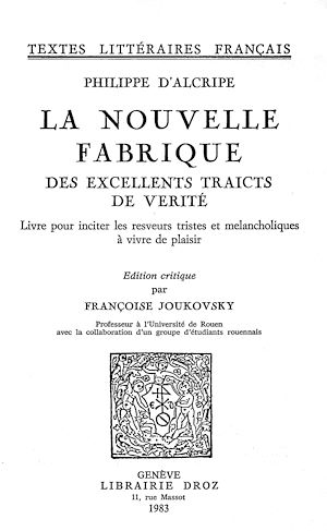 Téléchargez le livre :  La Nouvelle fabrique des excellents traicts de vérité