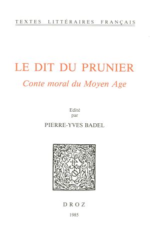 Téléchargez le livre :  Le Dit du prunier : conte moral du Moyen Age