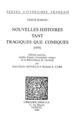 Téléchargez le livre :  Nouvelles histoires tant tragiques que comiques (1585)