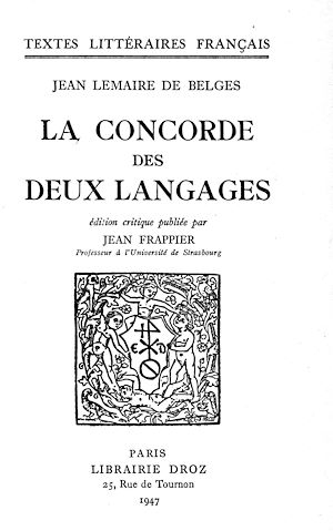 Téléchargez le livre :  La Concorde des deux Langages