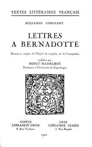 Téléchargez le livre :  Lettres à Bernadotte