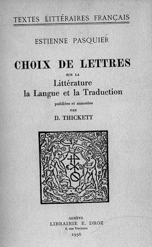 Téléchargez le livre :  Choix de Lettres sur la Littérature, la Langue et la Traduction