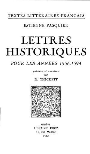 Téléchargez le livre :  Lettres historiques pour les années 1556-1594