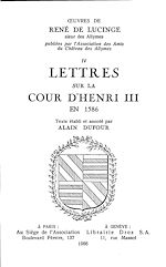 Télécharger le livre :  Lettres sur la cour d'Henri III en 1586