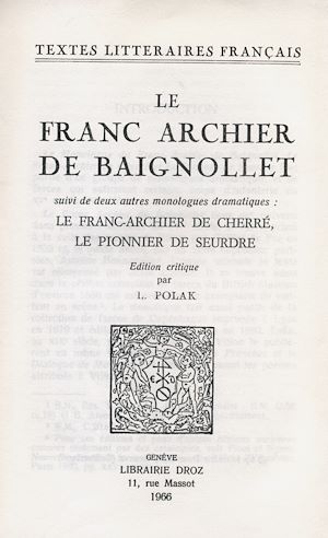 Téléchargez le livre :  Le Franc Archier de Baignollet