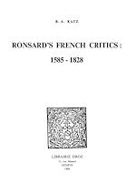 Télécharger le livre :  Ronsard's French Critics : 1585-1828