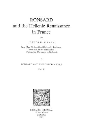Téléchargez le livre :  Ronsard and the Hellenic Renaissance in France