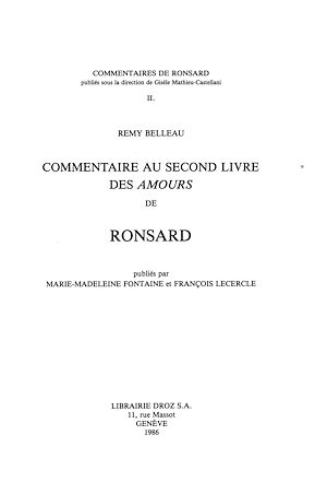 Téléchargez le livre :  Commentaire au second livre des "Amours" de Ronsard