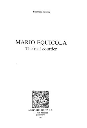 Téléchargez le livre :  Mario Equicola : the real courtier