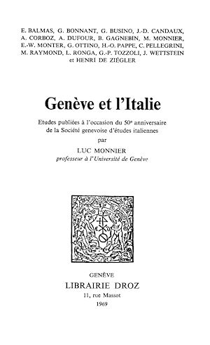 Téléchargez le livre :  Genève et l'Italie