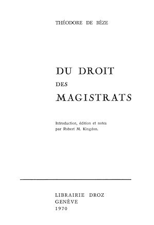 Téléchargez le livre :  Du droit des Magistrats