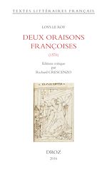 Télécharger le livre :  Deux oraisons françoises (1576)