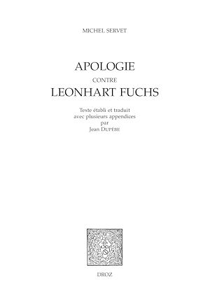 Téléchargez le livre :  Apologie contre Leonhart Fuchs