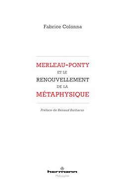 Télécharger le livre :  Merleau-Ponty et le renouvellement de la métaphysique