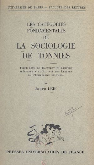 Téléchargez le livre :  Les catégories fondamentales de la sociologie de Tönnies