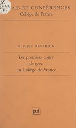 Télécharger le livre :  Les premiers cours de grec au Collège de France