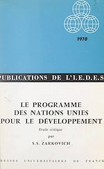 Download this eBook Le programme des Nations Unies pour le développement